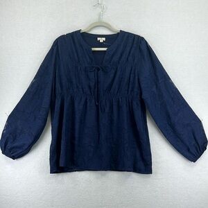 Mason & Belle Women’s Top / Blouse Sz L Navy Semi-sheer w/Lining Polyester NWT